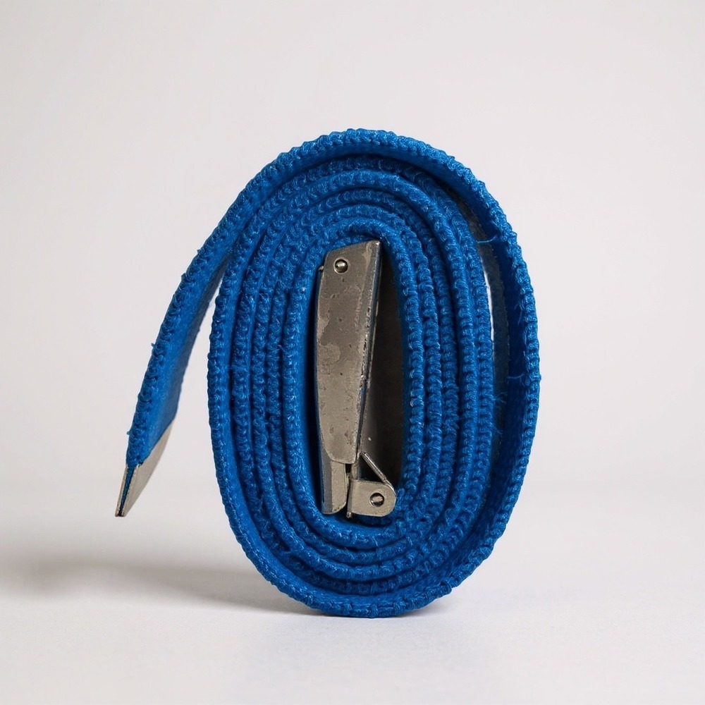 Nike Web Belt Blue Canvas Adjustable Silver Buckle Mens Casual Golf